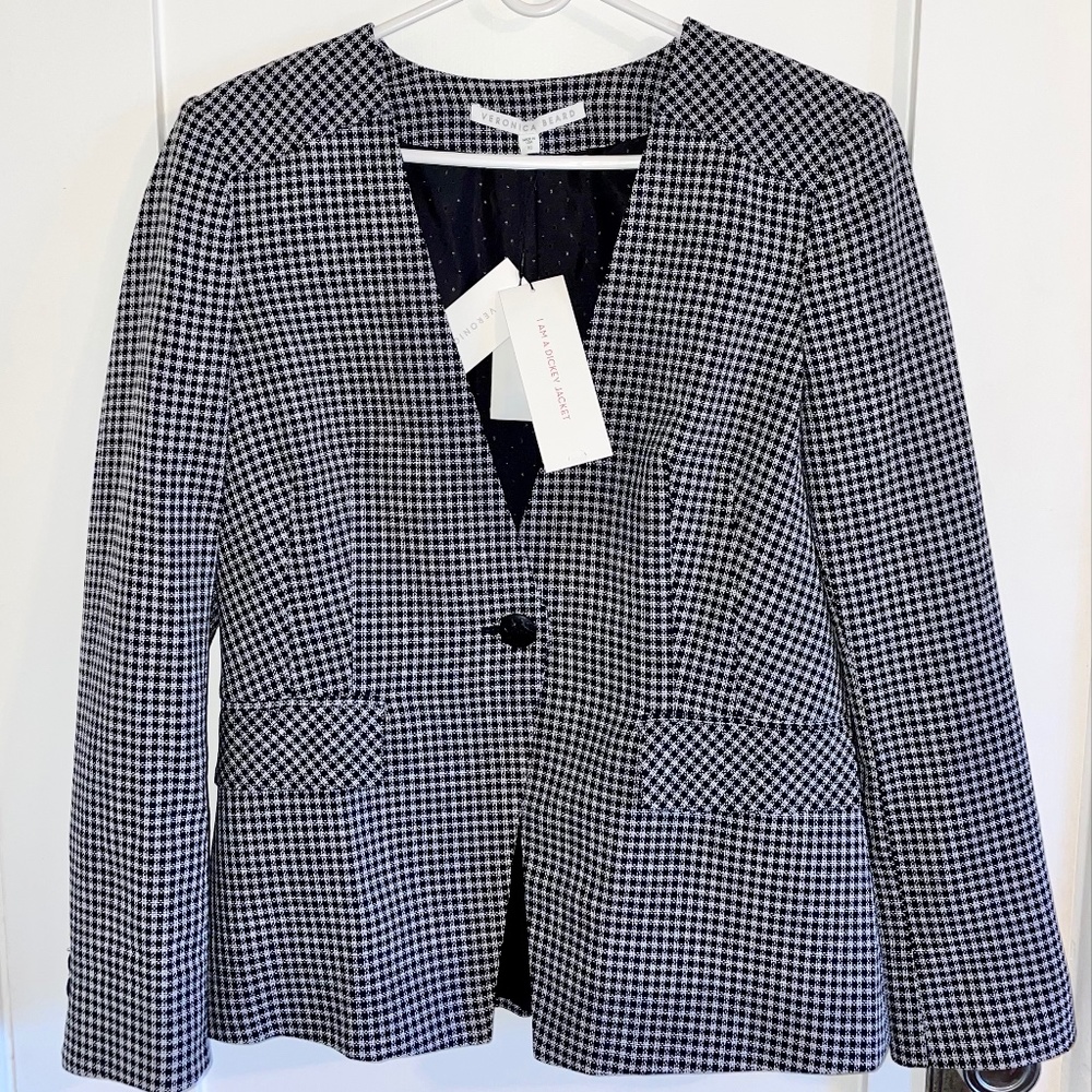 VERONICA BEARD, NWT, UNUSED Dickey Blazer Black/White Checked - Size 10